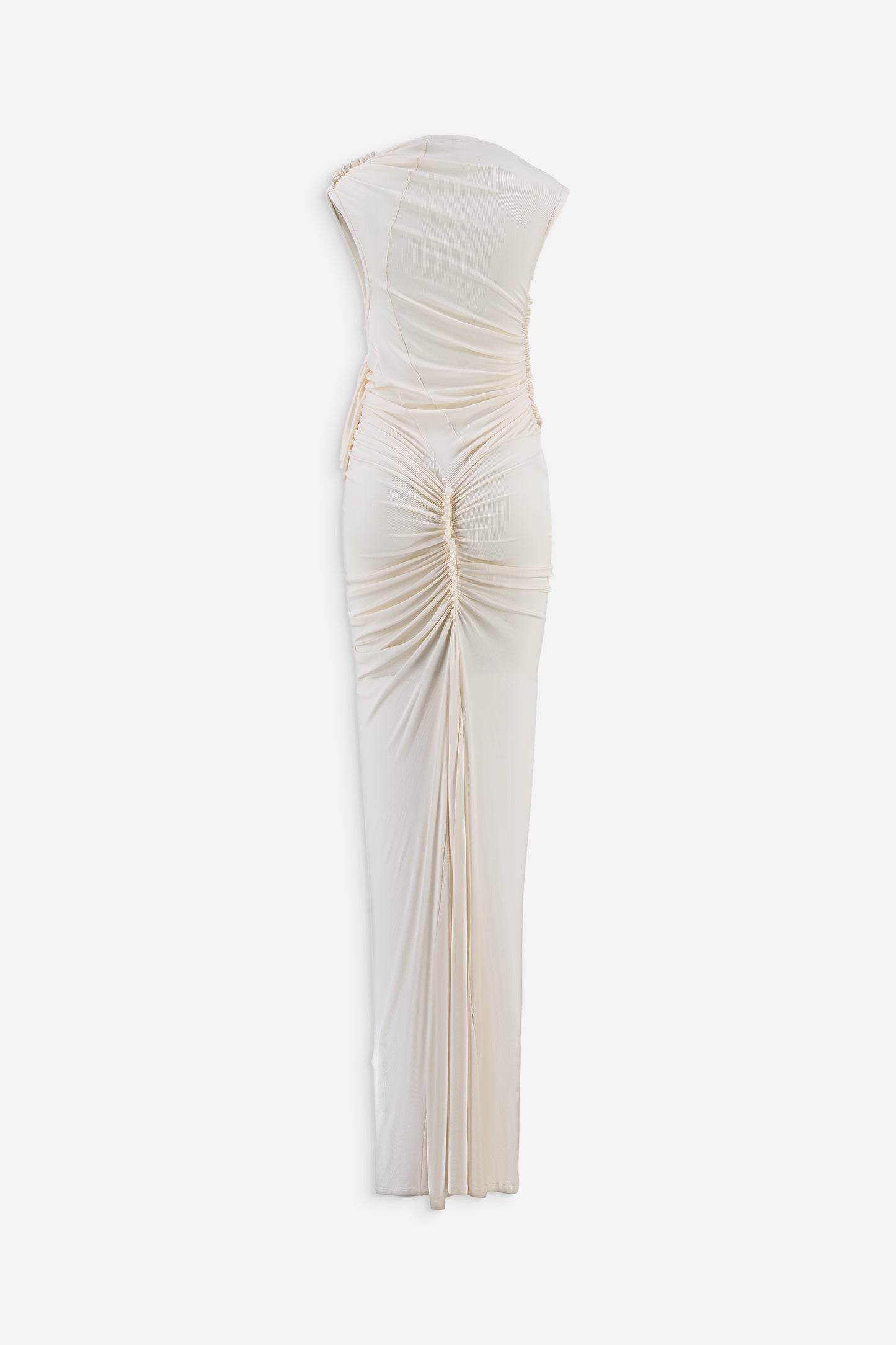 Long ruched gown in white - Exclusive