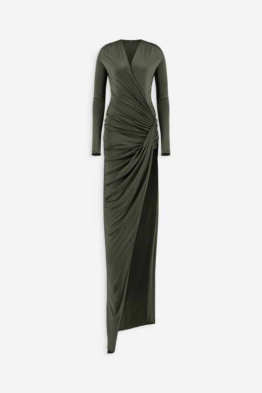 V neck draped dress