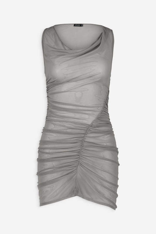 Ruched midi dress in grey - Exclusive