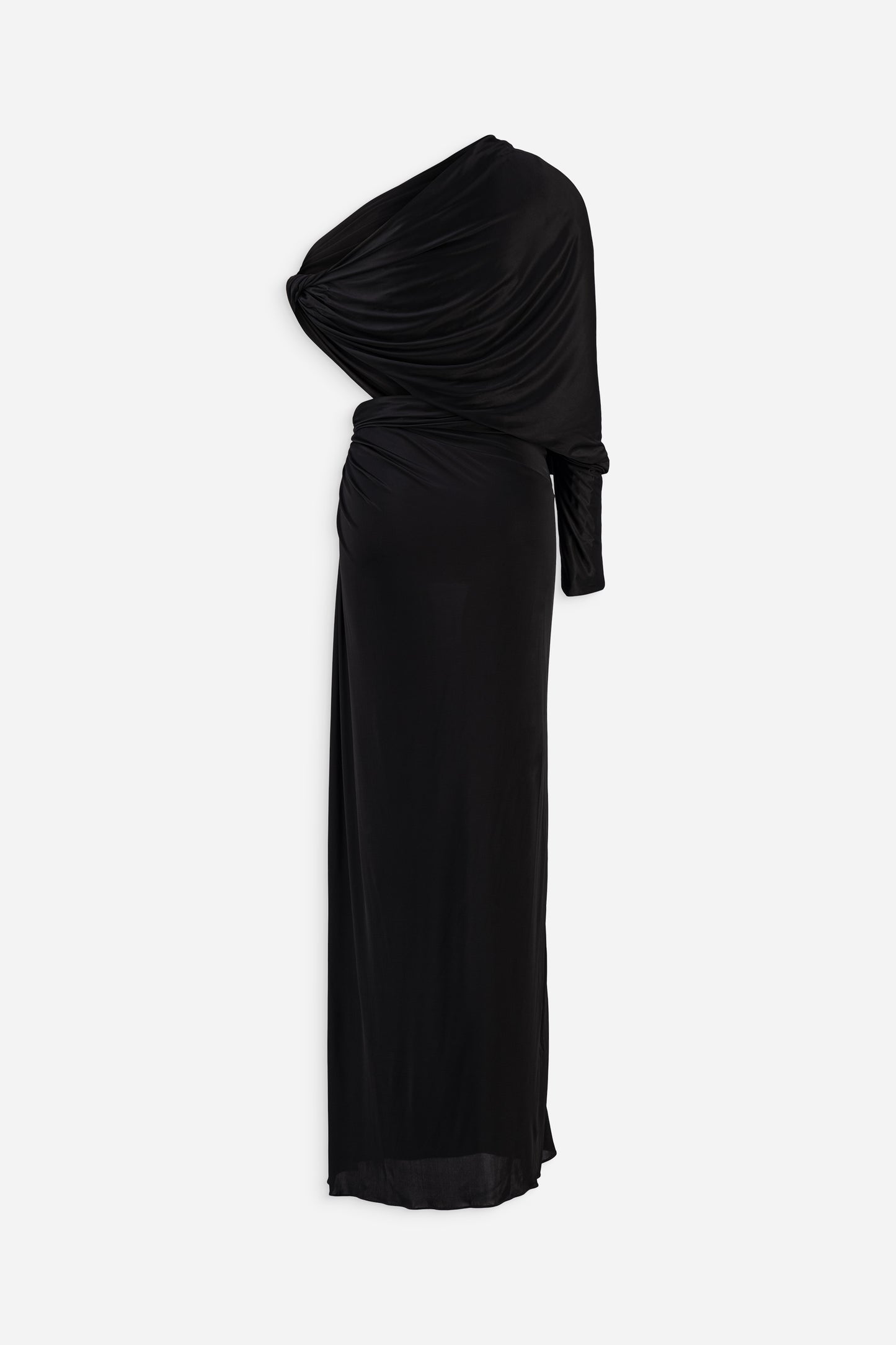 One sleeve draped gown