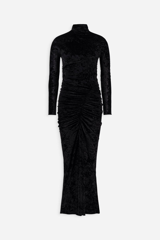 Turtleneck long dress in black