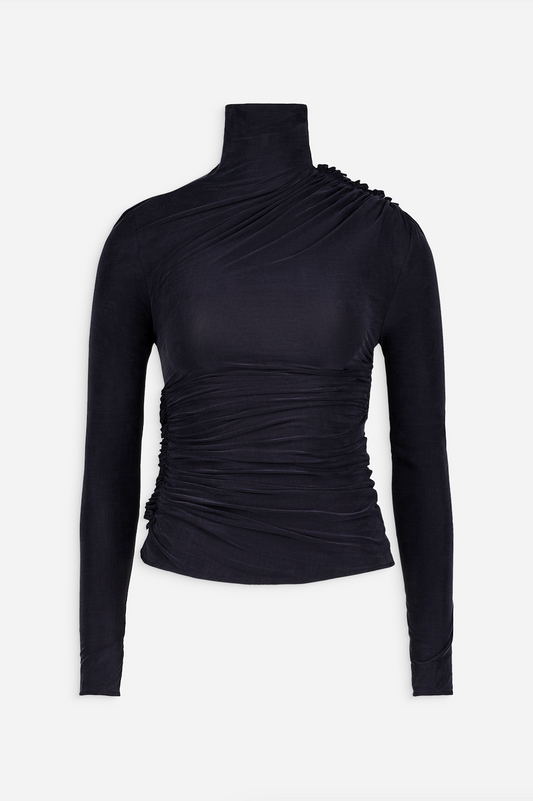 Mock neck ruched top